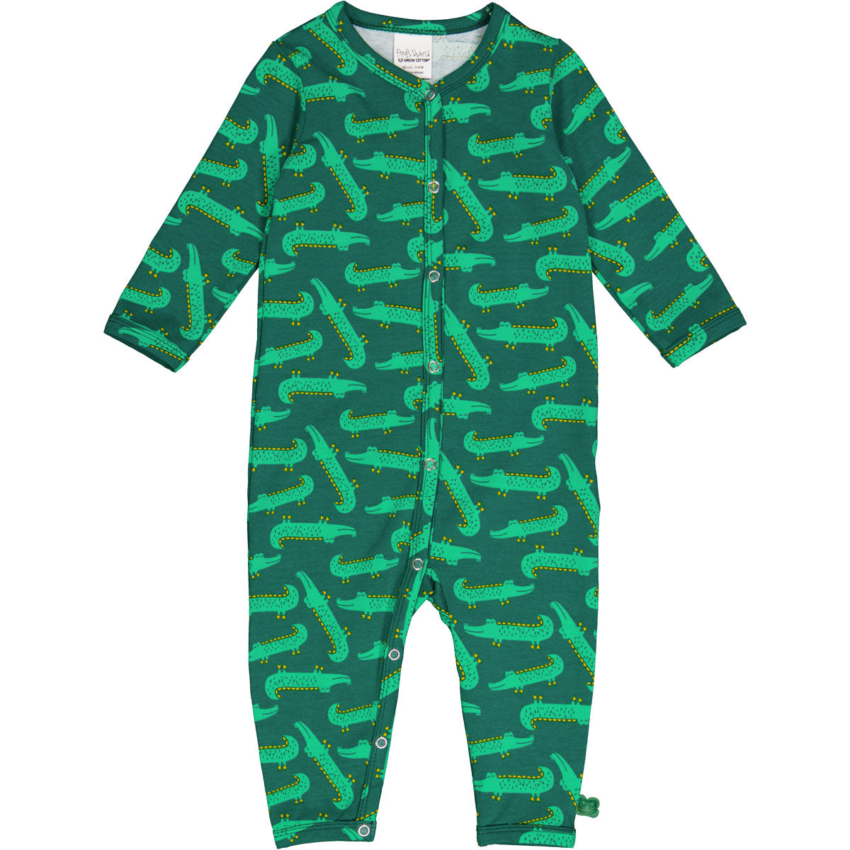 Salopetă verde cu imprimeu crocodili