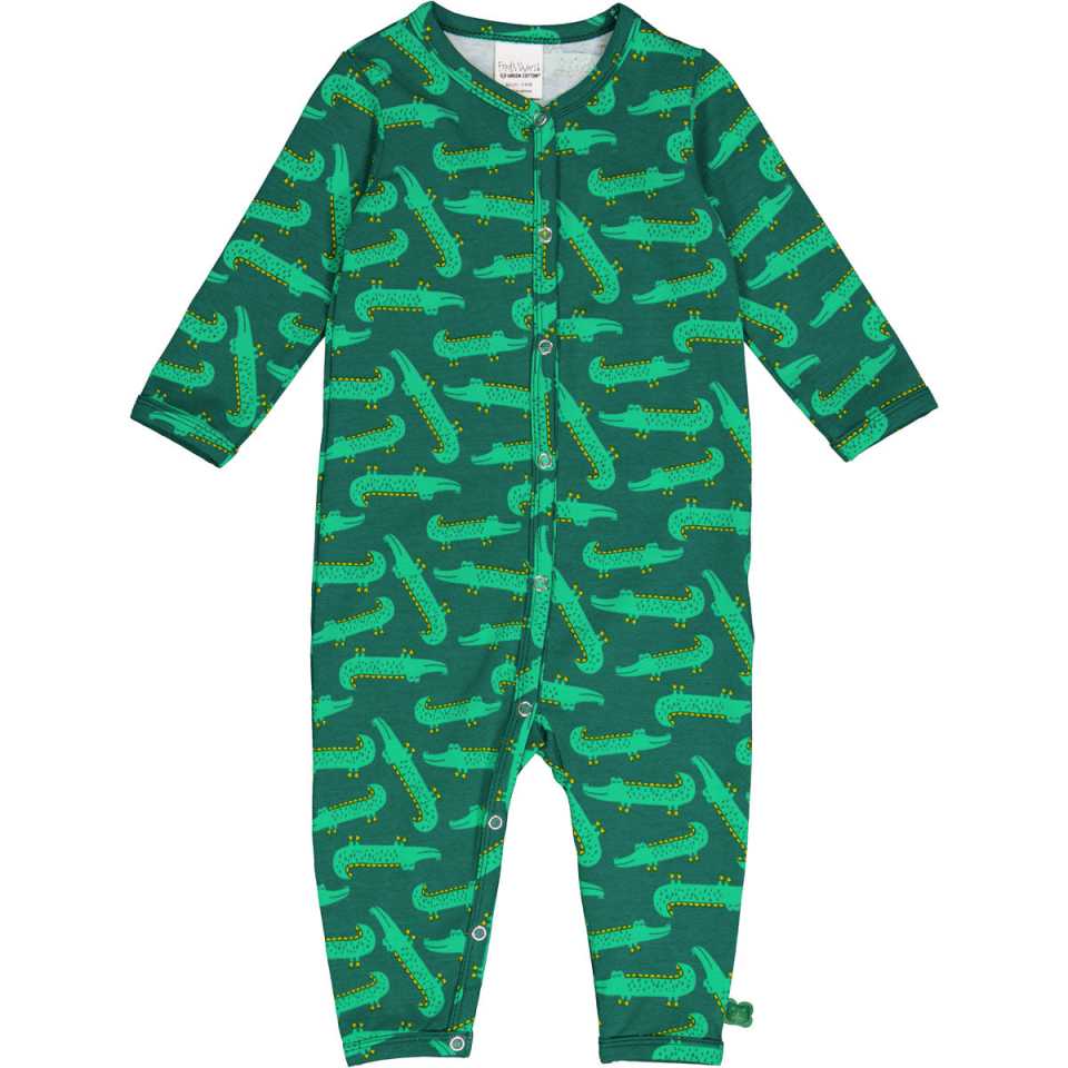 Salopetă verde cu imprimeu crocodili