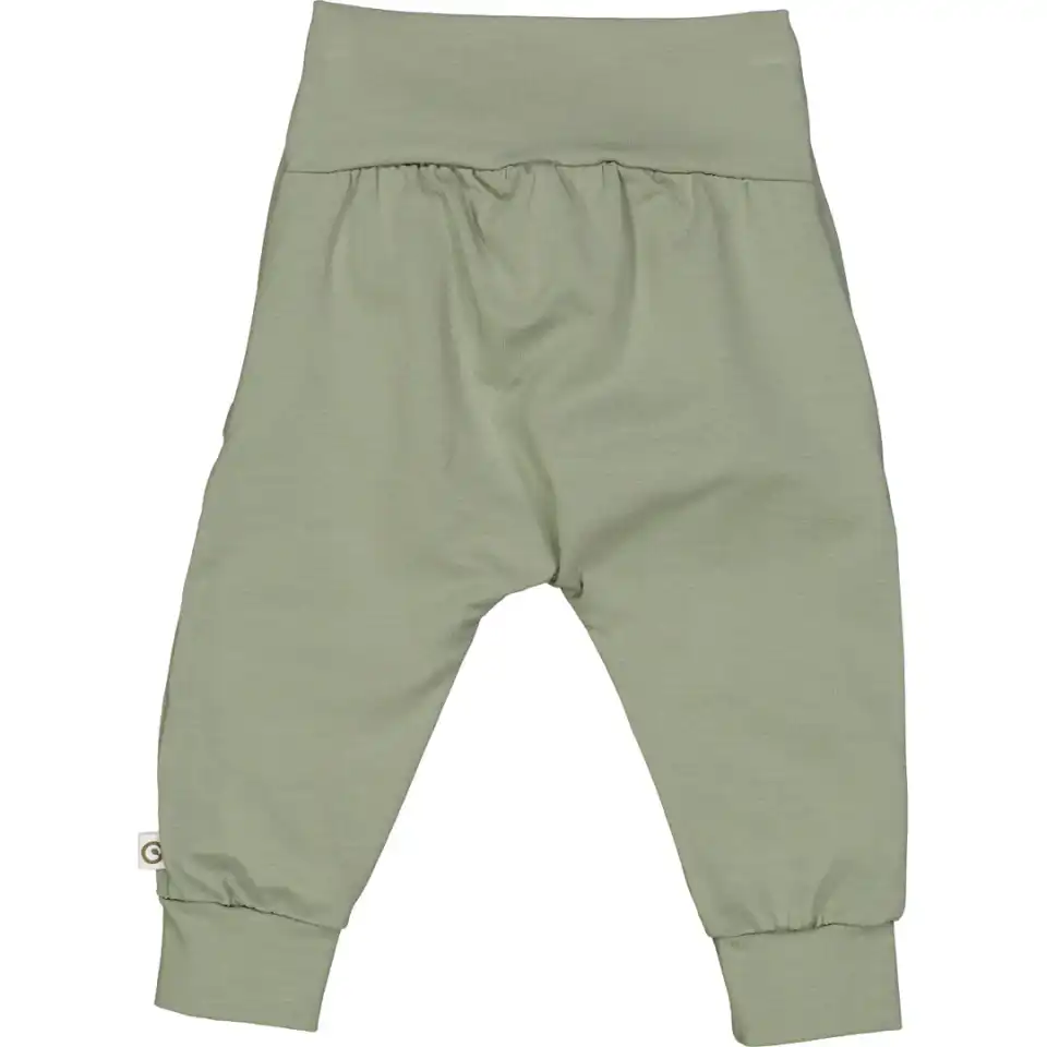 Pantaloni bebeluși verzi cu fundă decorativă