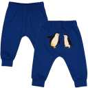 Pantaloni albaștri cu imprimeu pinguini