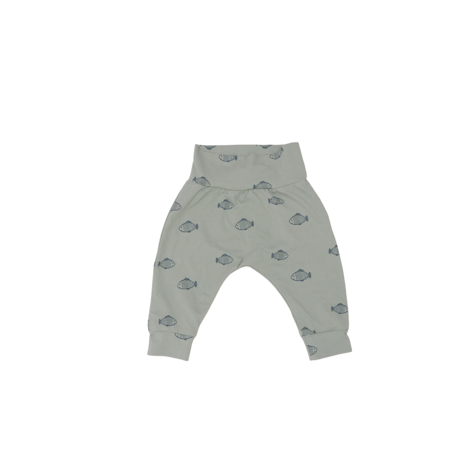Pantaloni albaștri cu imprimeu pinguini