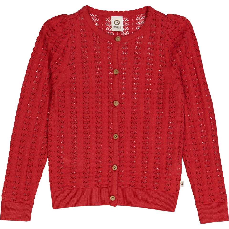 Cardigan tricotat roșu cu needle out