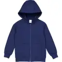 Hanorac albastru cu fermoar și glugă din bumbac organic