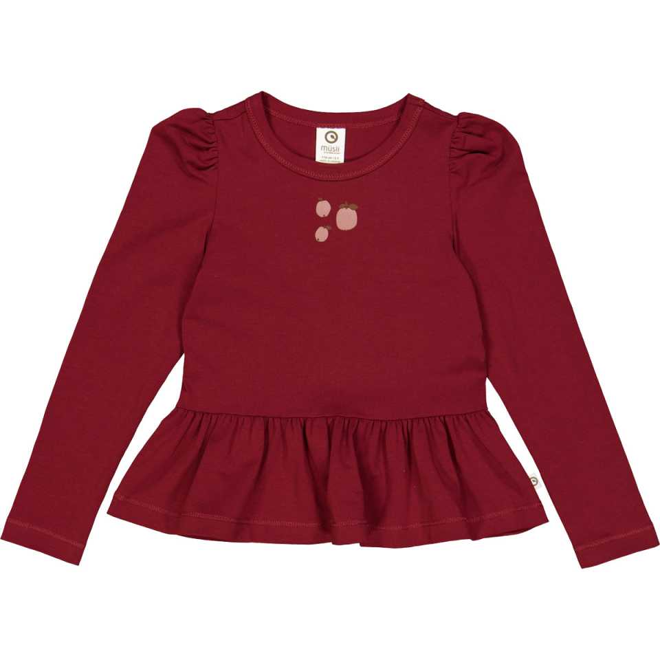 Bluză peplum cu mânecă lungă cu print de mere