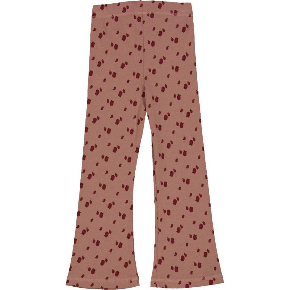 Pantaloni evazați cu imprimeu mere