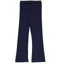 Pantaloni evazați bleumarin din bumbac waffle