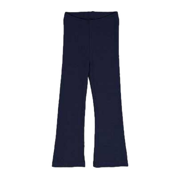 Pantaloni evazați bleumarin din bumbac waffle