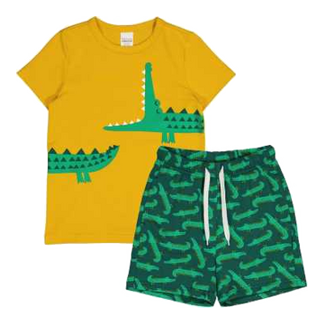 Set vară cu imprimeu crocodili, din bumbac organic
