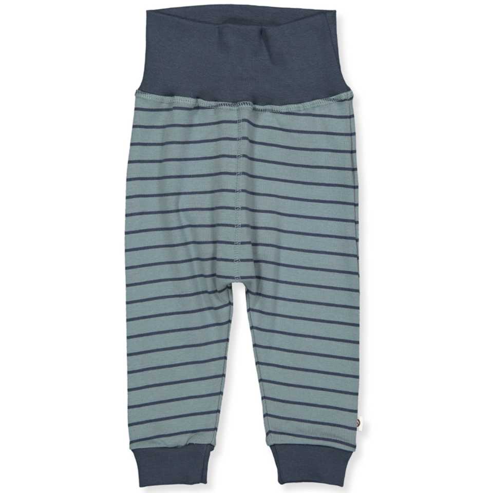 Pantaloni cu dungi bleumarin din bumbac organic