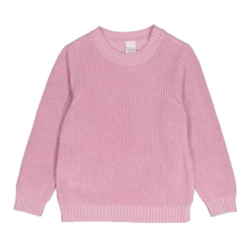 Pulover tricotat gros, roz, din bumbac organic