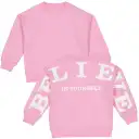 Bluza grosuță, roz, „Believe” din bumbac organic
