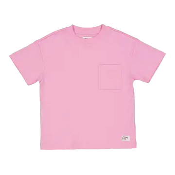 Tricou roz cu buzunar din bumbac organic