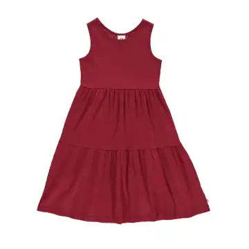 Rochie pointelle roșie, fără mâneci, din bumbac organic