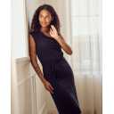 Rochie din Tencel cu mânecă scurtă, neagră