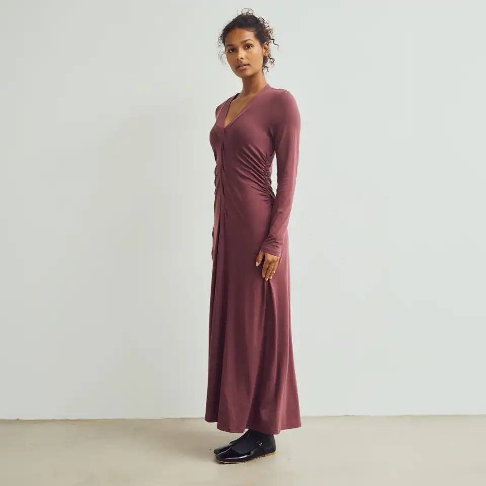 Rochie maxi din Tencel, mov strugure
