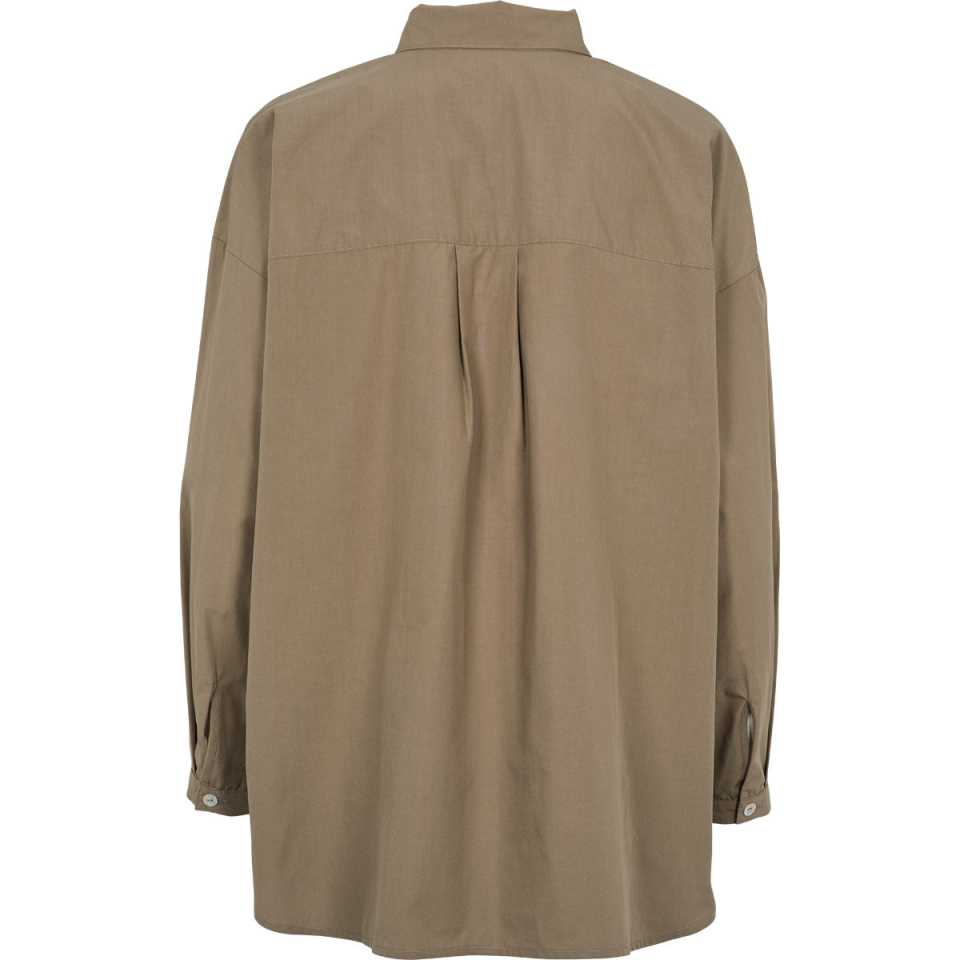 Cămașă din poplin cu guler, din bumbac organic, bej închis