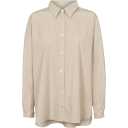 Cămașă oversized din poplin, cu mânecă lungă, bej deschis