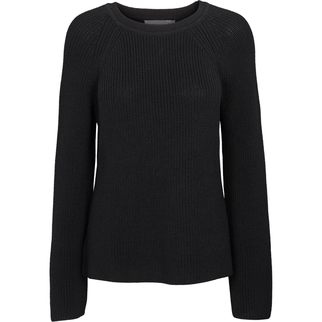 Pulover tricotat negru din bumbac organic, pentru femei