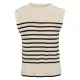 Vestă tricotată crem cu dungi negre, din bumbac organic