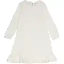 Cămașă de noapte crem cu volănaș din bumbac organic pointelle