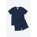 Pijamale scurte bleumarin – 100% bumbac organic