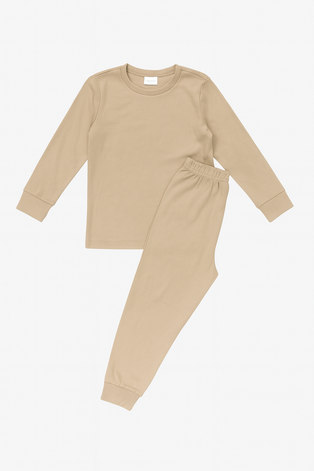 Pijamale bej cornstalk cu mânecă lungă