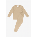Pijamale bej cornstalk cu mânecă lungă