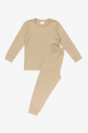Pijamale bej cornstalk cu mânecă lungă