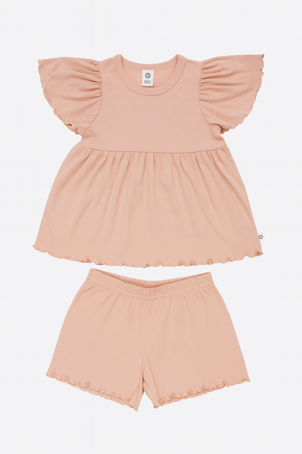 Set pijamale roz din bumbac organic pointelle