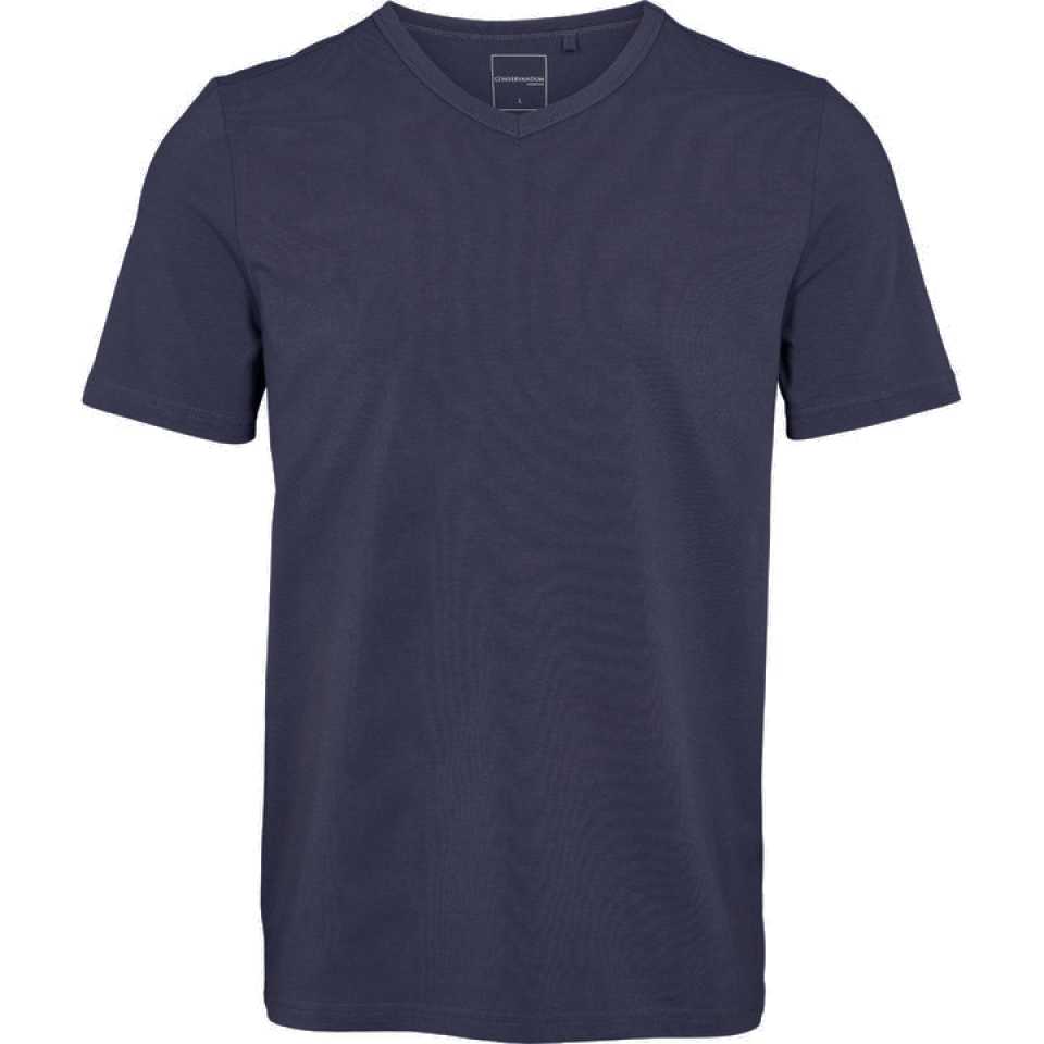 Tricou bărbați slim fit, cu decolteu în V, bleumarin