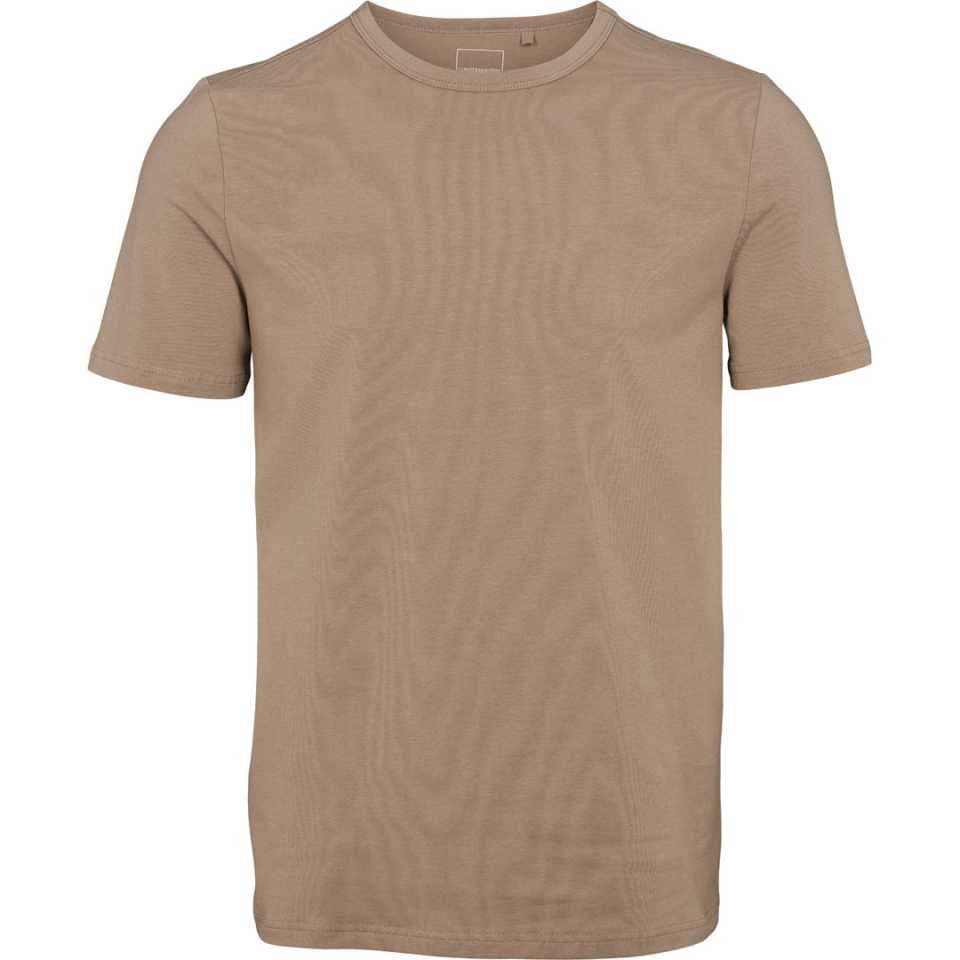 Tricou bărbați slim fit, cu guler rotund, bej