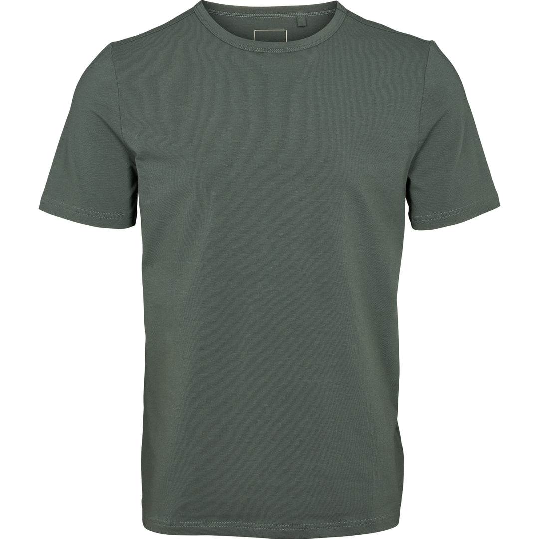 Tricou bărbați slim fit din bumbac organic cu guler rotund, verde închis