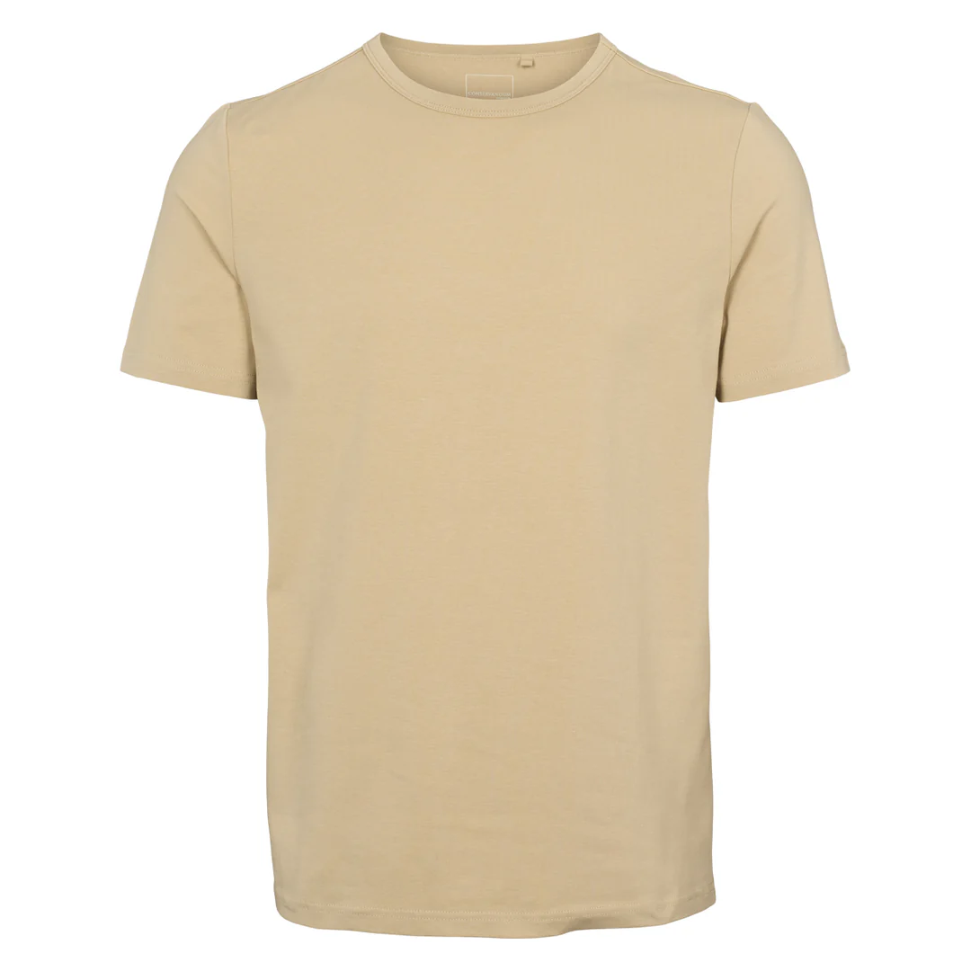 Tricou bărbați slim fit cu guler rotund, crem