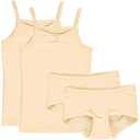 Set lenjerie fete format din două maieuri și două perechi de chiloți hipster, galben pal