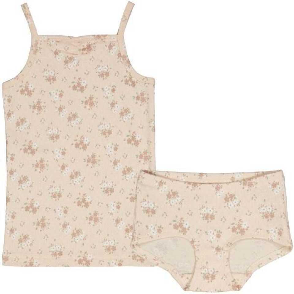 Set lenjerie hipster fete, pointelle, imprimeu floral roz