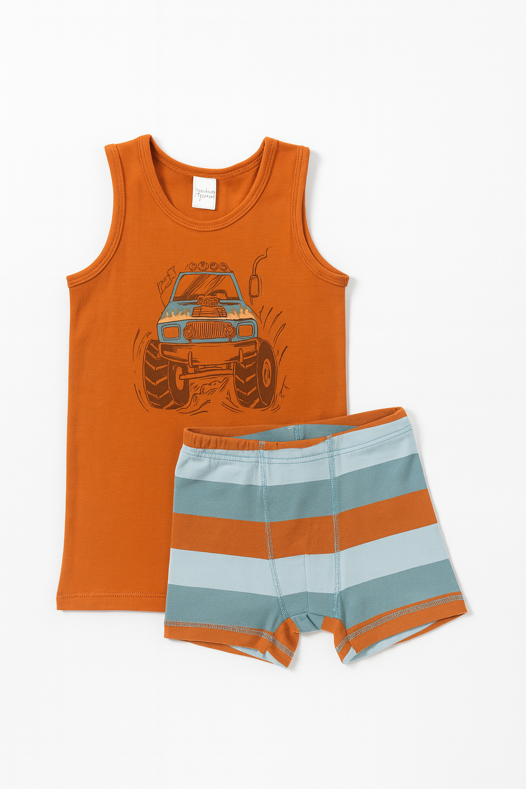 Set maieu și boxeri cu imprimeu camion