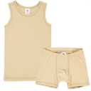 Set maieu și boxeri băieți bej sand din bumbac organic