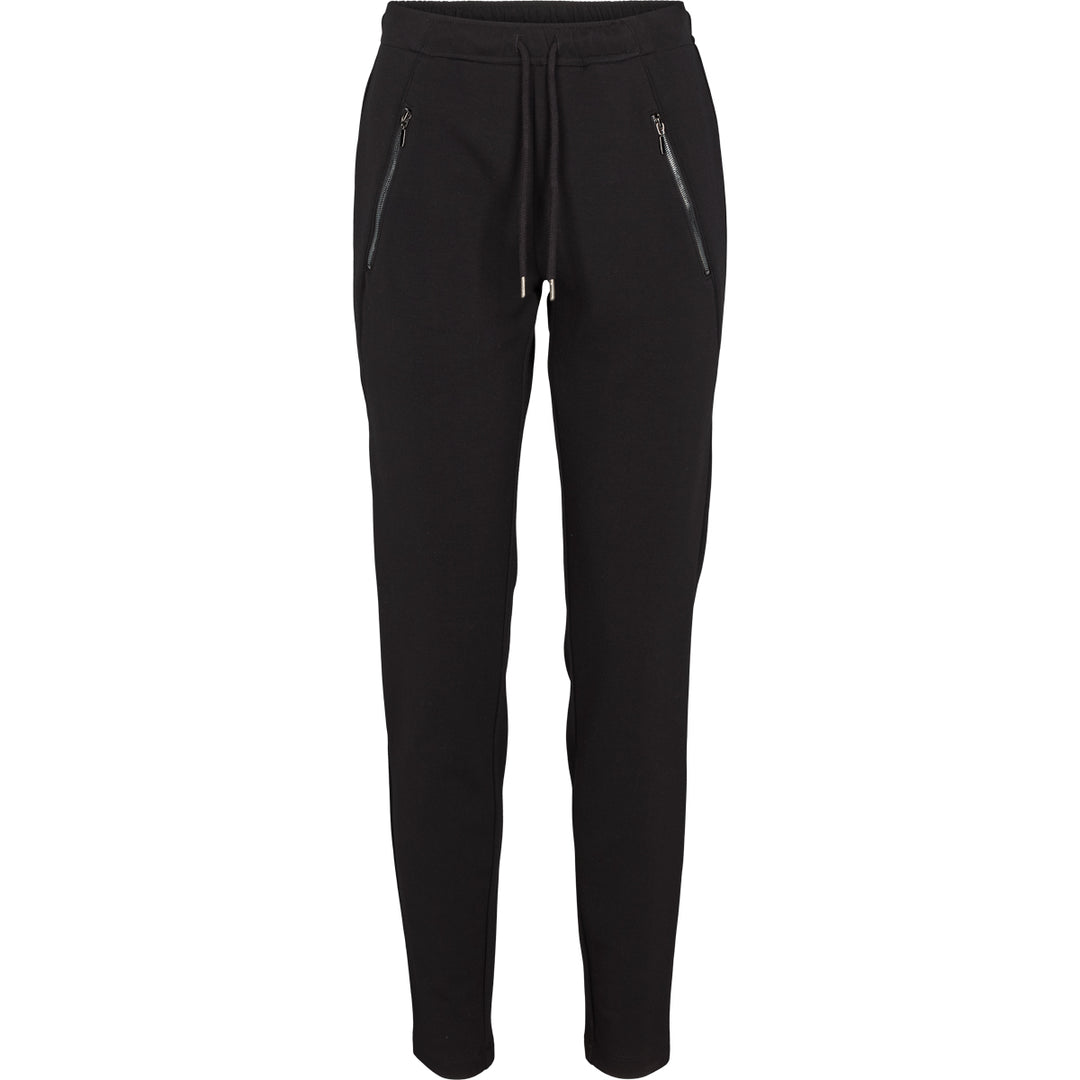 Pantaloni negri cu buzunare și fermoar pentru femei