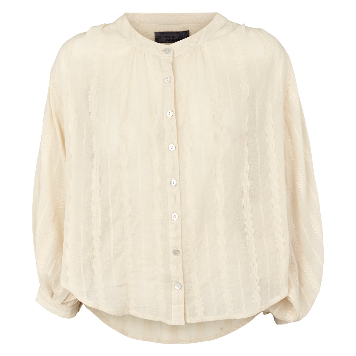 Cămașă Dobby Puff oversize din bumbac organic, crem