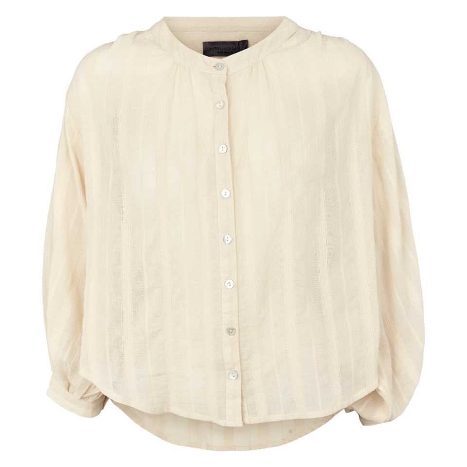 Cămașă Dobby Puff oversize din bumbac organic, crem