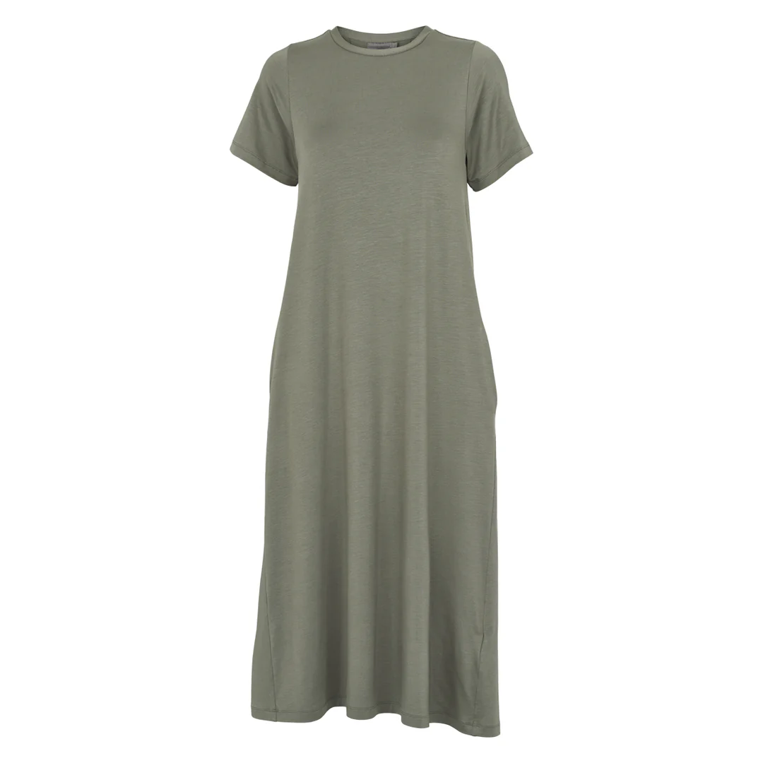 Rochie lungă tip tricou din tencel, kaki