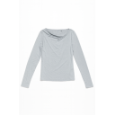 Bluză gri deschis cu drapaj pentru femei