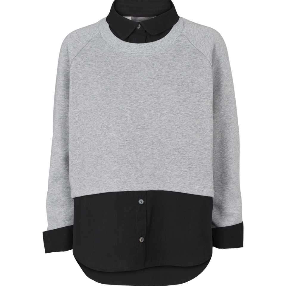 Bluză cămașă cu mânecă lungă, gri deschis