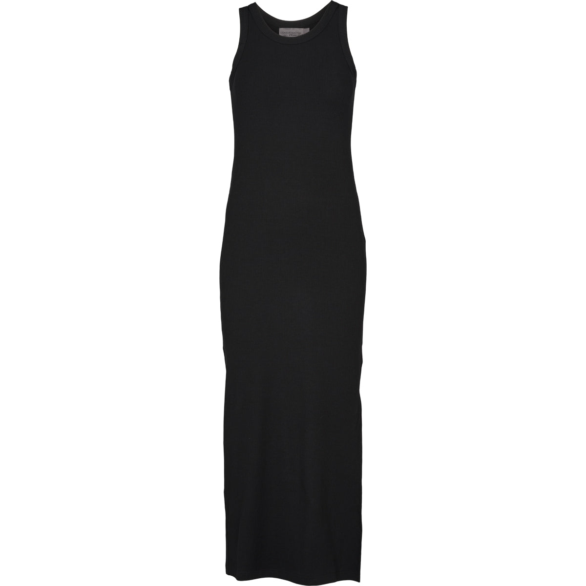 Rochie lungă din bumbac rib, neagră