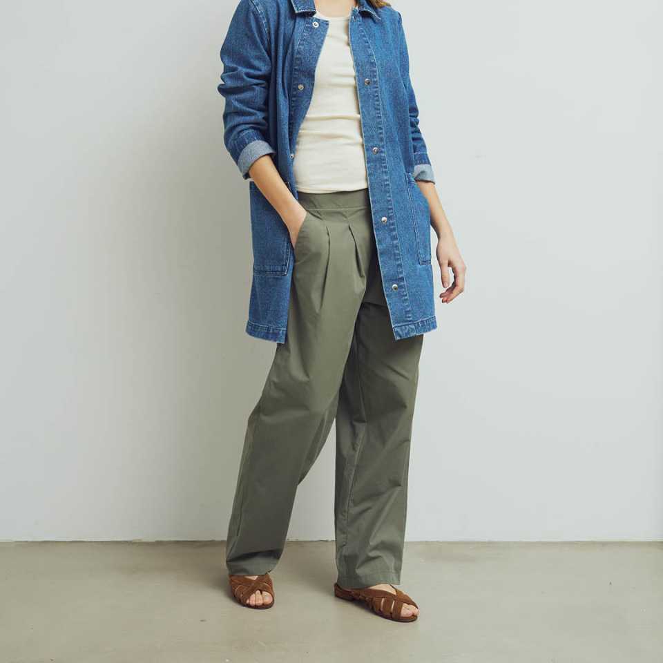 Pantaloni din poplin castor grey