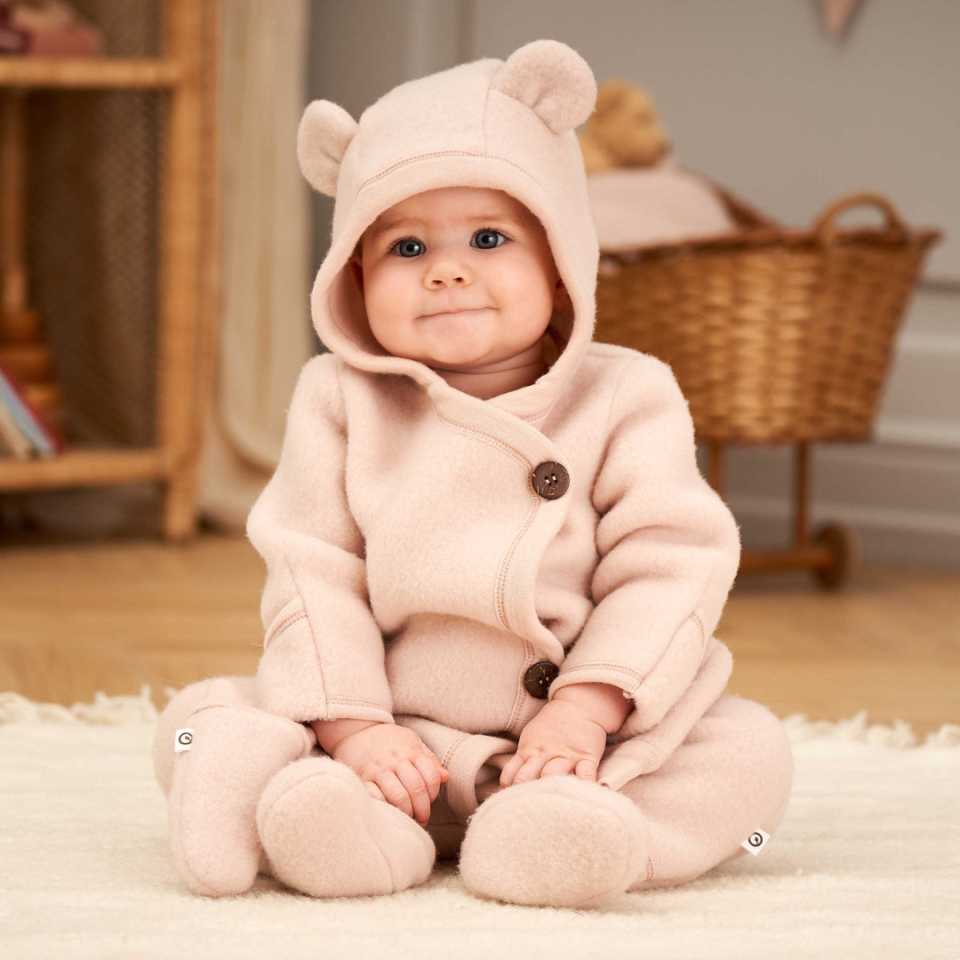 Combinezon lână fleece organică spa rose – bebeluși
