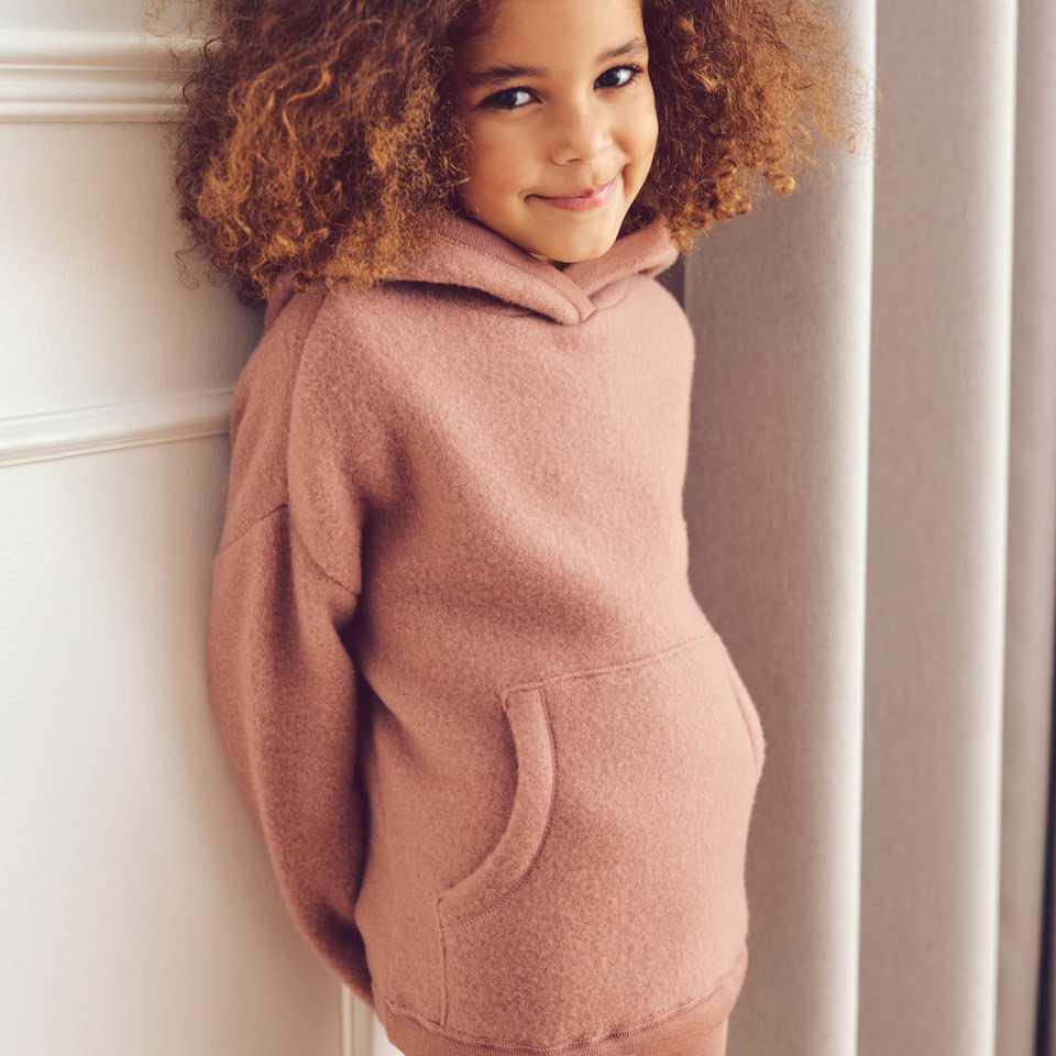 Hanorac fleece din lână merinos roz