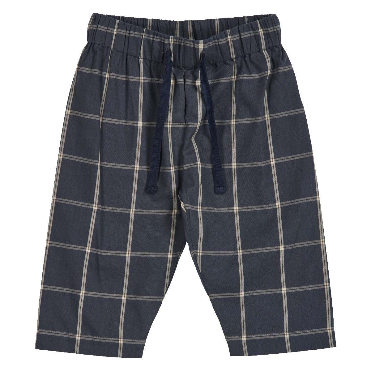 Pantaloni bleumarin cu carouri bej