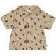 Cămașă din bumbac terry cu mânecă scurta bej, cu imprimeu palmieri
