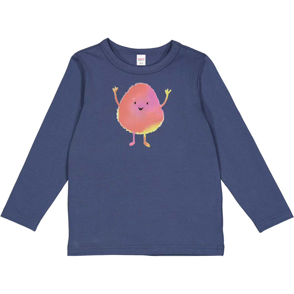 Bluză indigo cu print personaj pufos